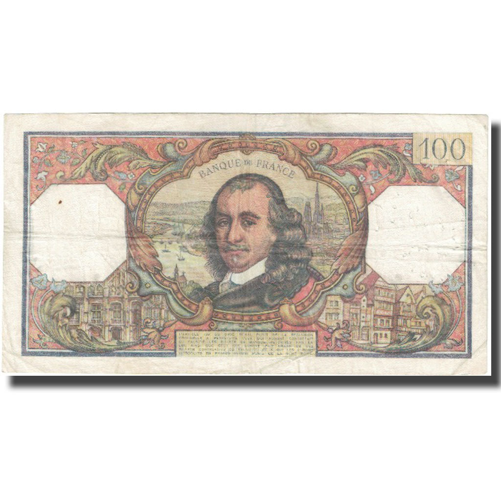 França, 100 Francs, Corneille, 1965, 1965-10-07, VF(20-25), Fayette:65.09