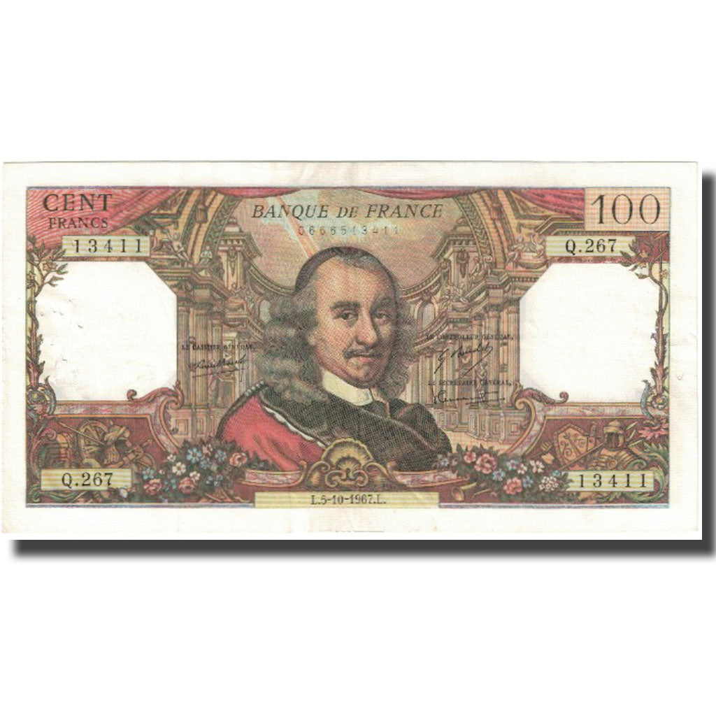 Frankrijk, 100 Francs, Corneille, 1967, 1967-10-05, TB, Fayette:65.18, KM:149c