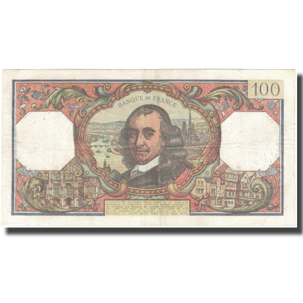 França, 100 Francs, Corneille, 1968, 1968-03-07, VF(20-25), Fayette:65.21