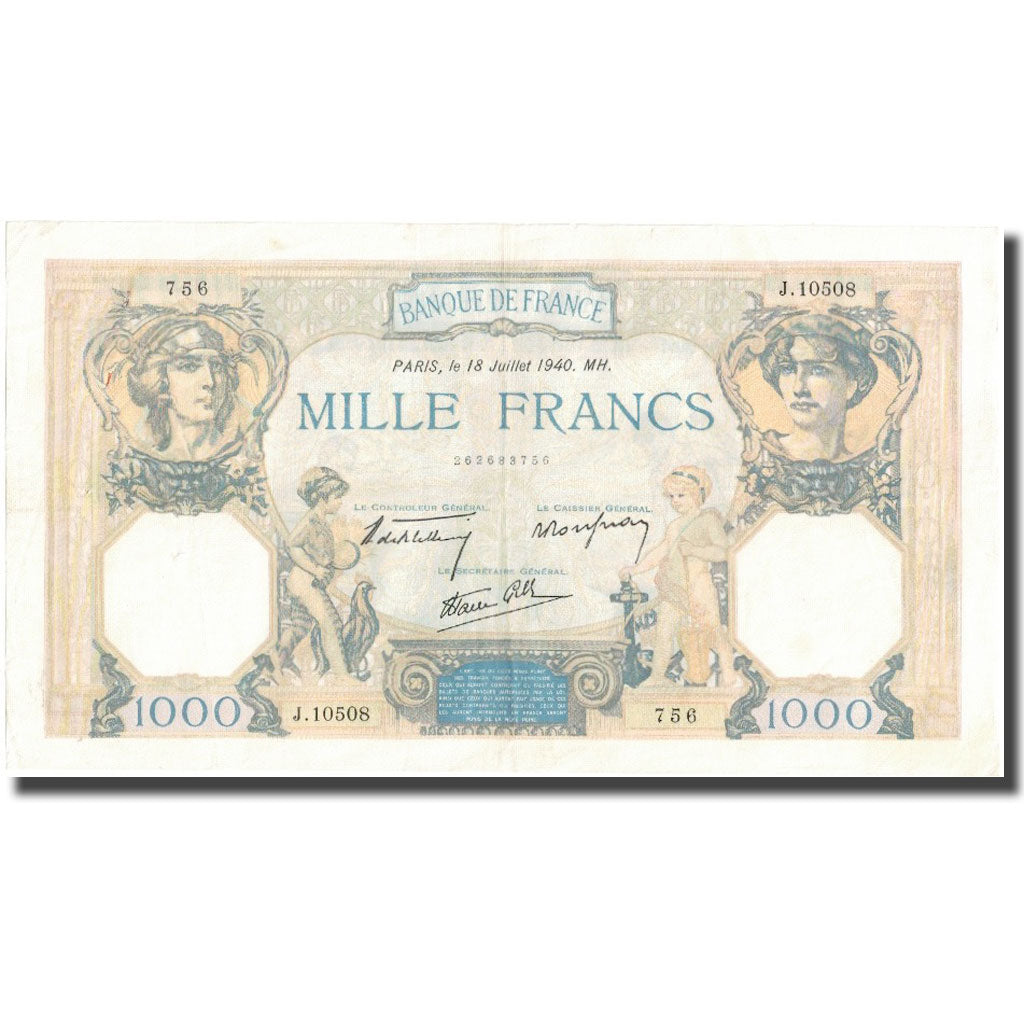 Frankrijk, 1000 Francs, Cérès, 1940, 1940-07-18, TB, Fayette:38.50, KM:90c