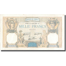 France, 1000 Francs, Cérès, 1940, 1940-07-18, VF(20-25), Fayette:38.50, KM:90c