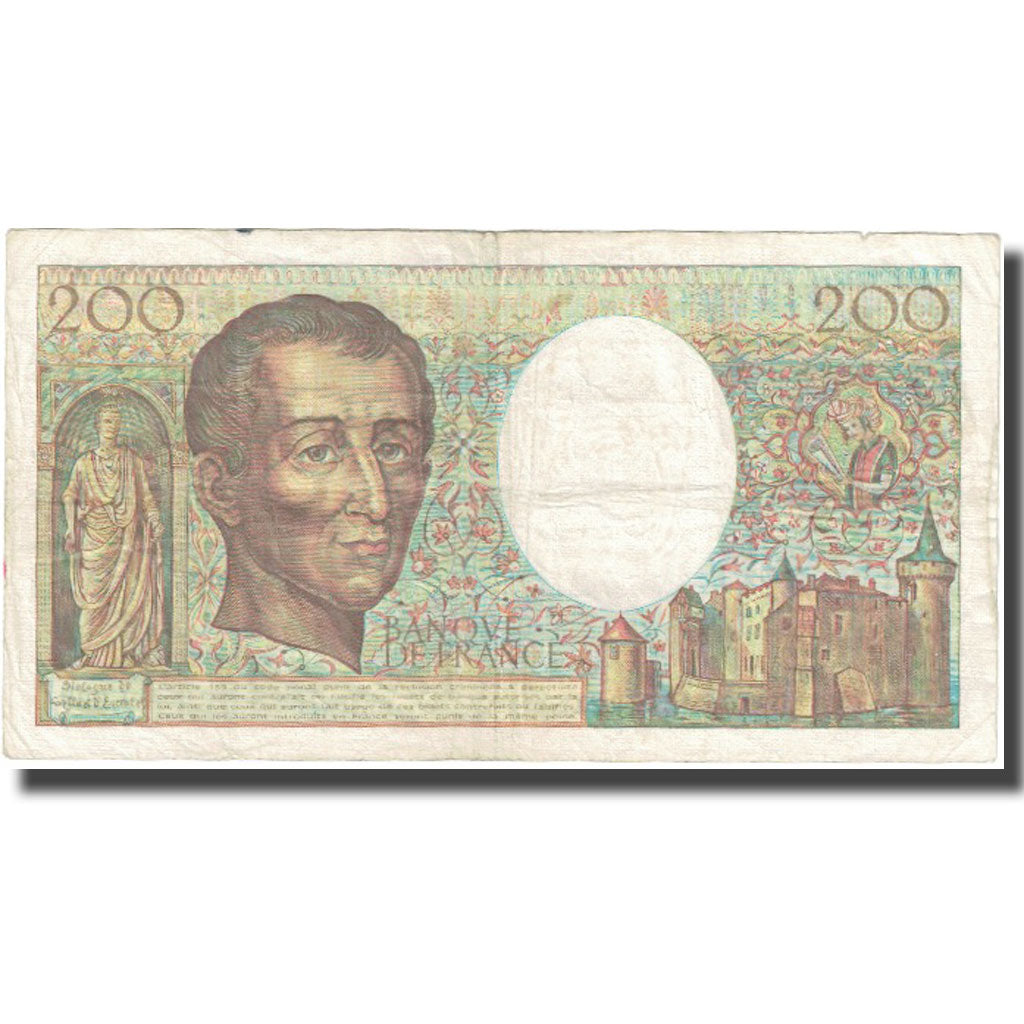 France, 200 Francs, Montesquieu, 1982, VF(20-25), Fayette:70.04, KM:155a