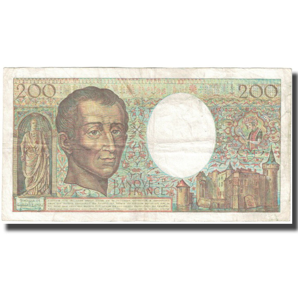 Francja, 200 Francs, Montesquieu, 1986, VF(20-25), Fayette:70.06, KM:155a