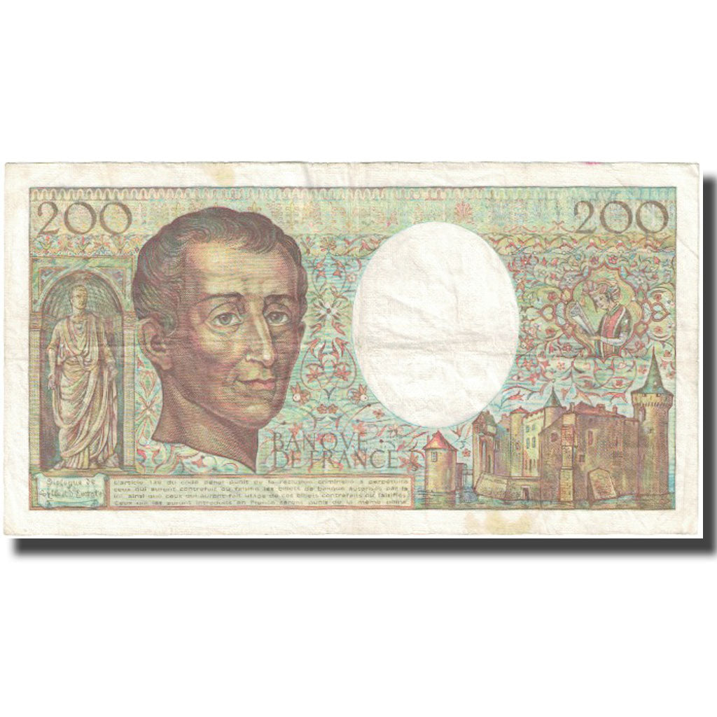 Francja, 200 Francs, Montesquieu, 1987, VF(20-25), Fayette:70.07, KM:155b