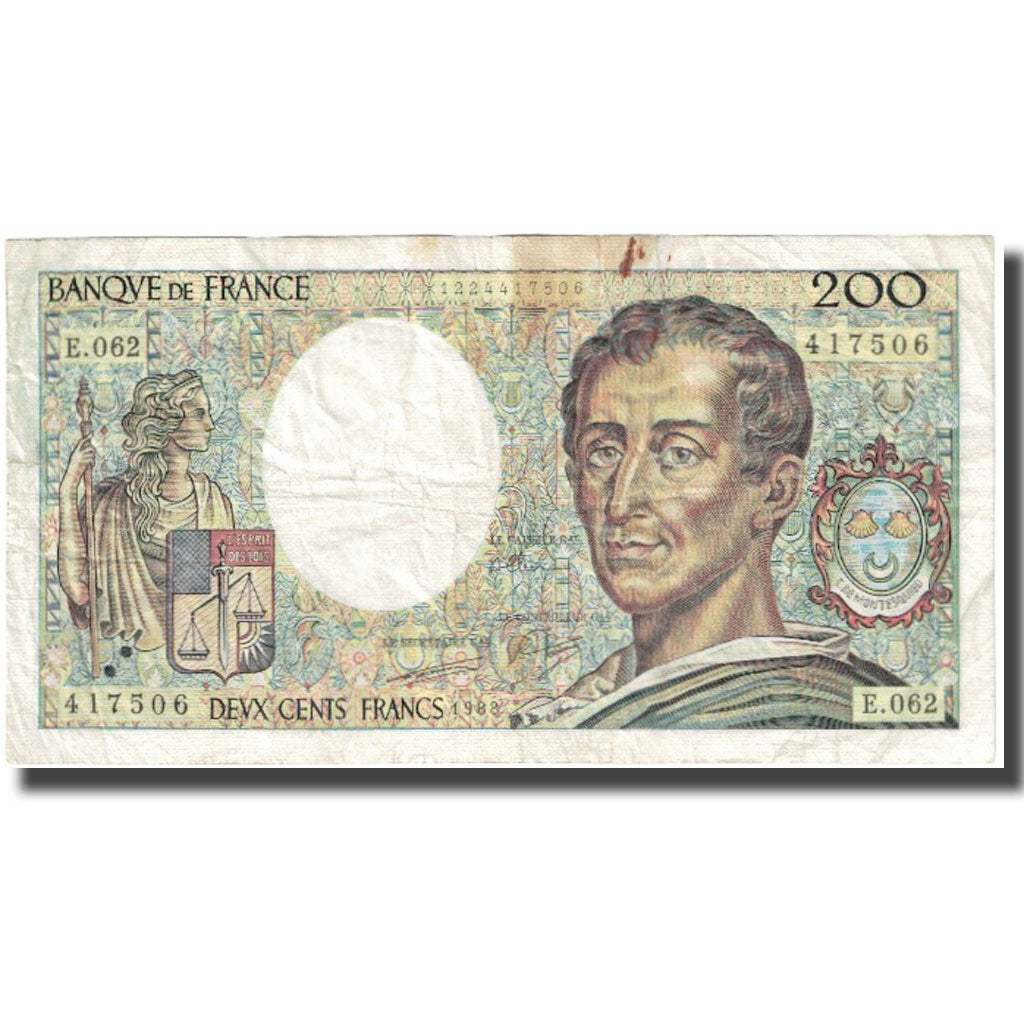 Francia, 200 Francs, Montesquieu, 1988, BC, Fayette:70.08, KM:155c