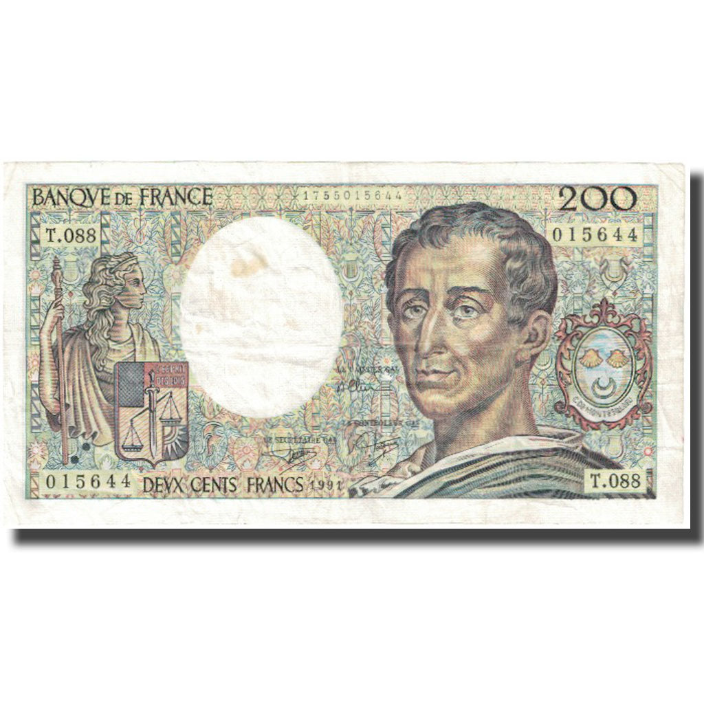 Francia, 200 Francs, Montesquieu, 1991, BC, Fayette:70.11, KM:155d
