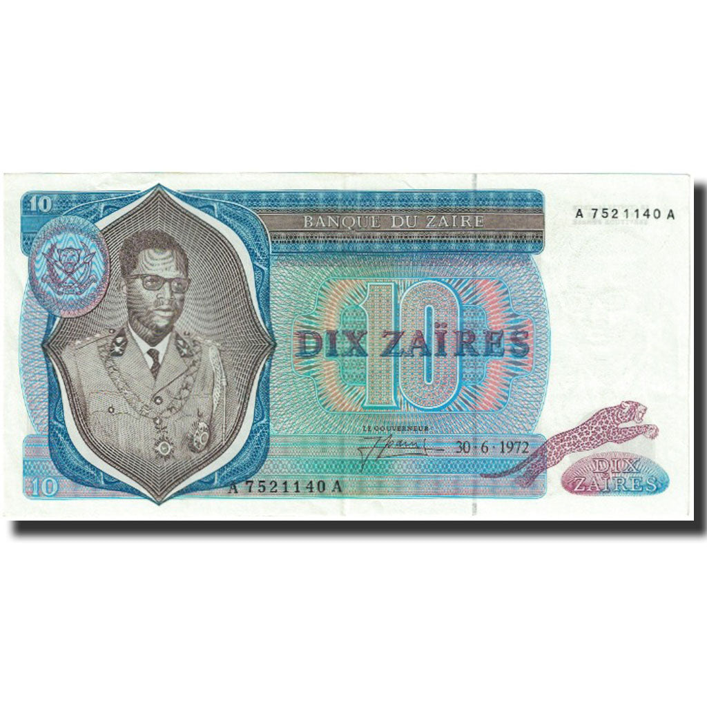 Banknote, Zaire, 10 Zaïres, 1972, 1972-06-30, KM:23a, EF(40-45)