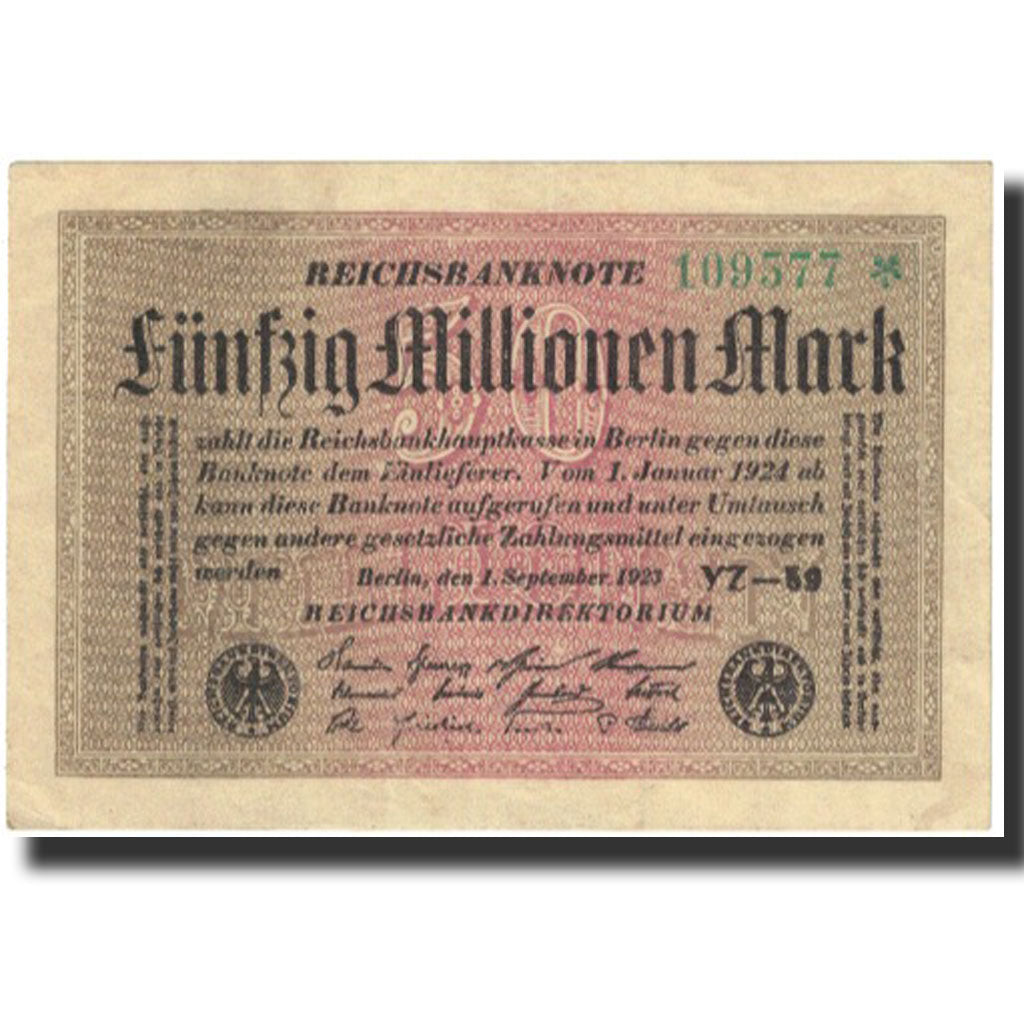 Banknote, Germany, 50 Millionen Mark, 1923, 1923-09-01, KM:109a, UNC(65-70)