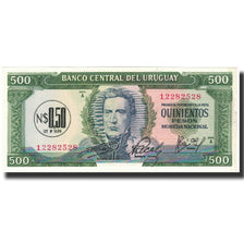 Geldschein, Uruguay, 0.50 Nuevo Peso on 500 Pesos, Undated (1967), KM:54, UNZ
