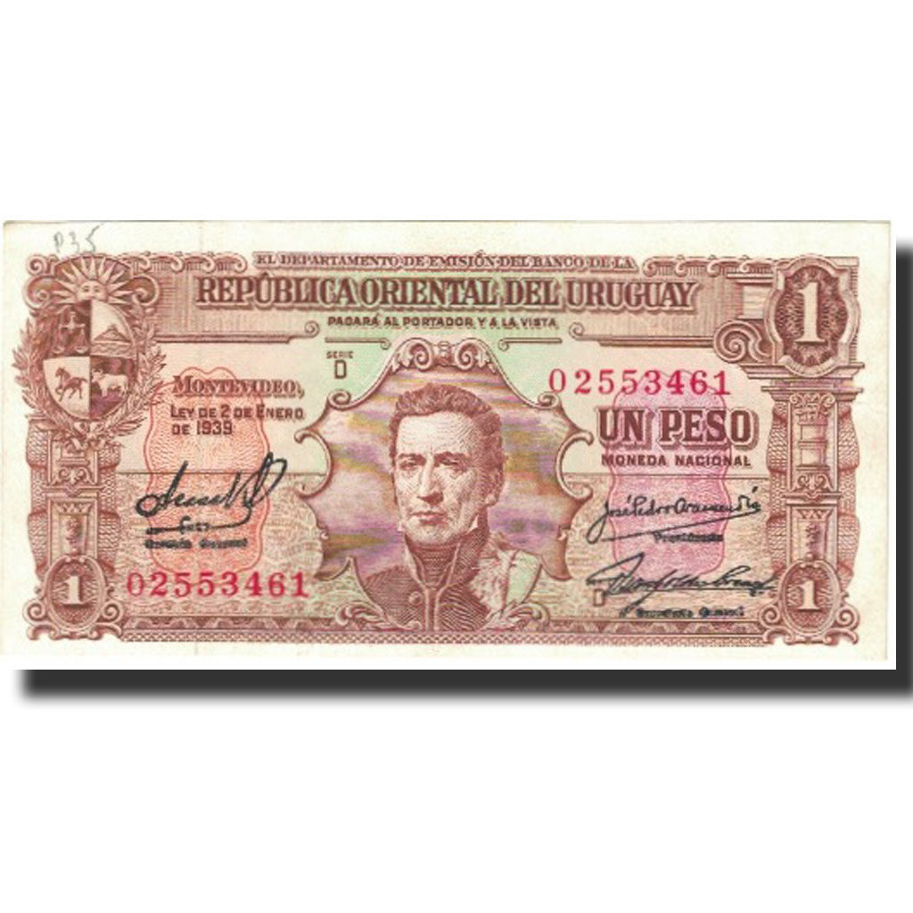 Geldschein, Uruguay, 1 Peso, 1939, KM:35c, UNZ
