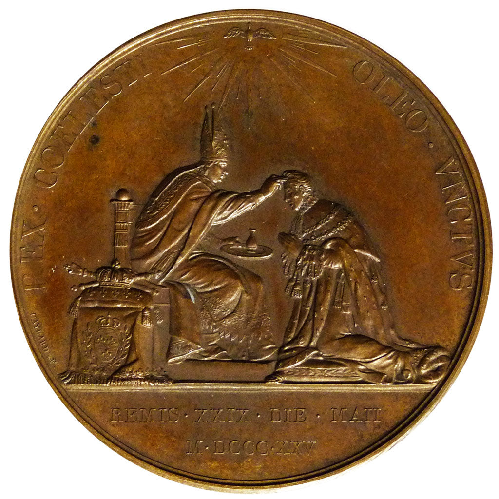 France, Médaille, Sacre de Charles X à reims, 1825, Gayrard, SUP, Bronze