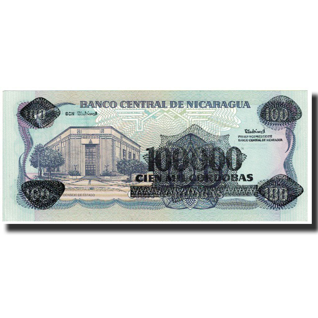 Billet, Nicaragua, 100,000 Córdobas on 100 Córdobas, 1989, KM:159, NEUF