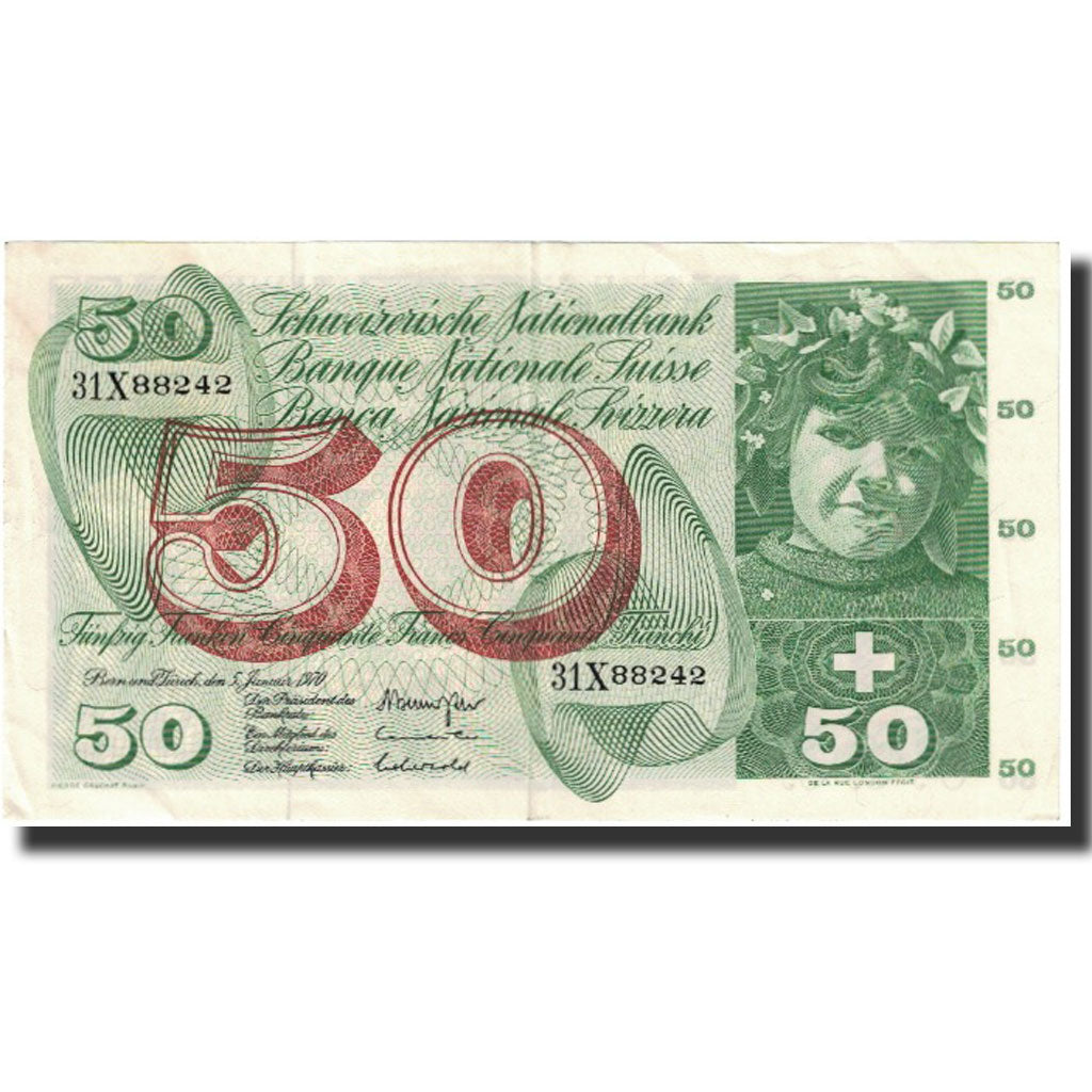Banknote, Switzerland, 50 Franken, 1970, 1970-01-05, KM:48l, EF(40-45)