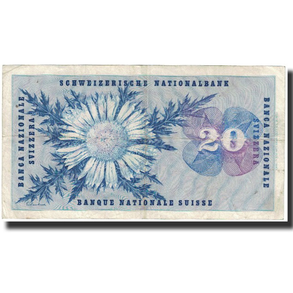 Banknot, Szwajcaria, 20 Franken, 1956, 1956-07-05, KM:46d, VF(20-25)