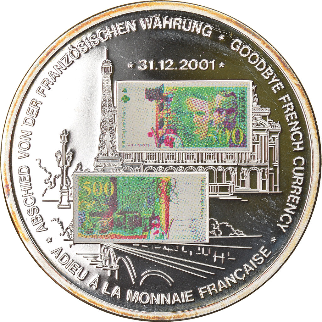 France, Médaille, Adieu à la Monnaie Française, 500 Francs Marie Curie, 2001