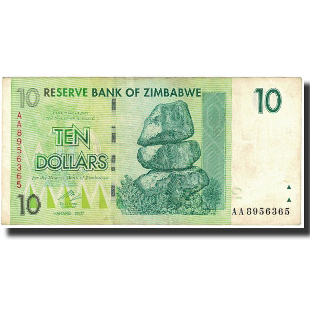 Banknote, Zimbabwe, 10 Dollars, 2007, Undated (2007), KM:67, AU(55-58)