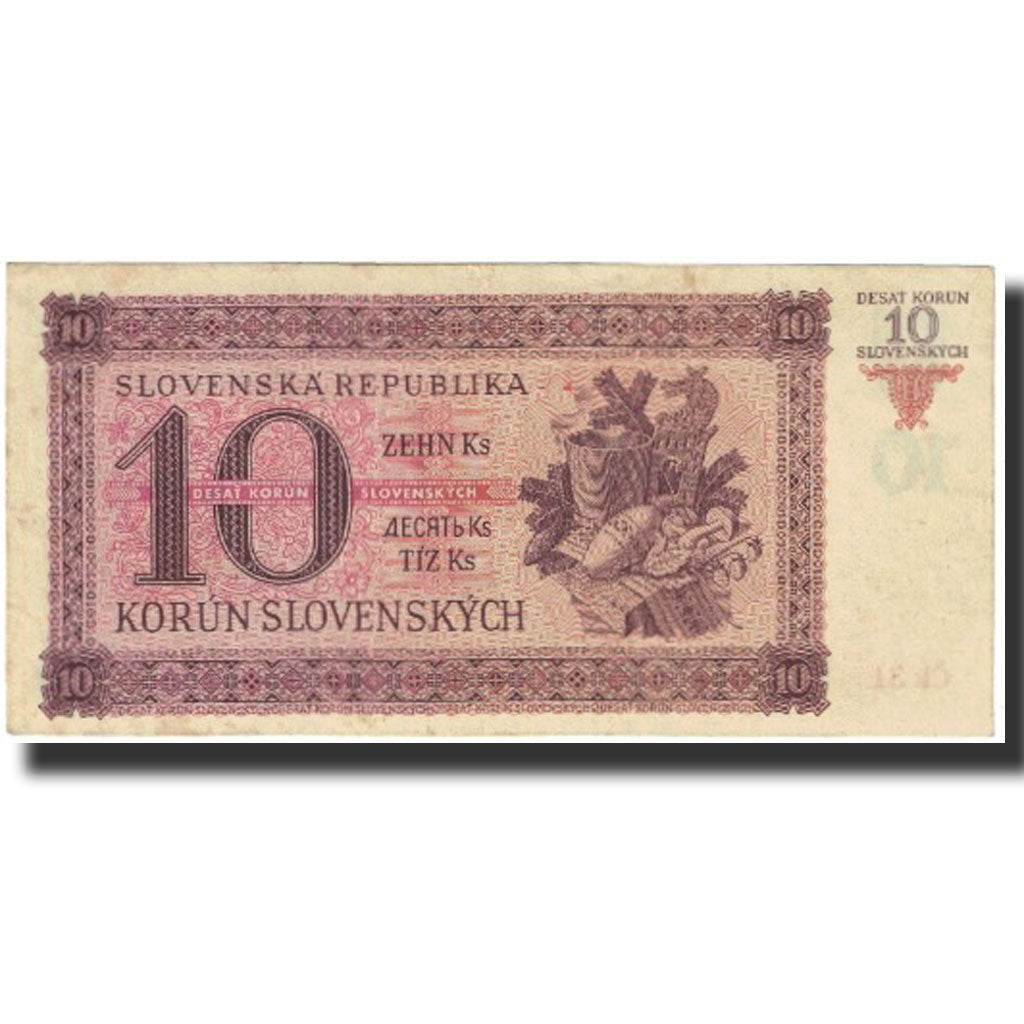 Banknote, Slovakia, 10 Korun, 1943, 1943-05-20, KM:6a, UNC(65-70)