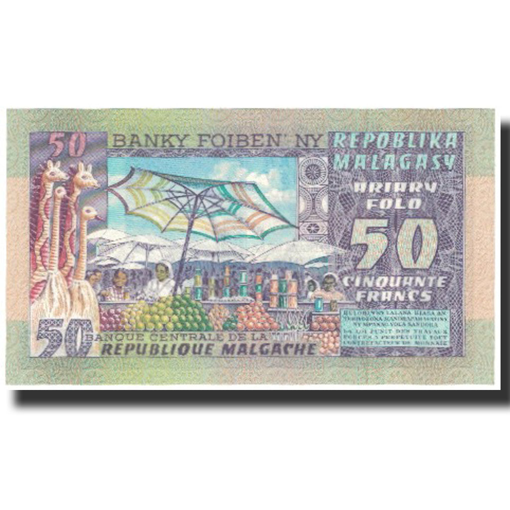 Banconote, Madagascar, 50 Francs = 10 Ariary, KM:62a, FDS
