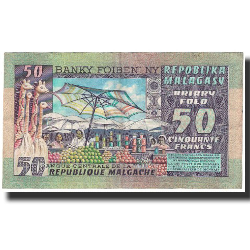 Banconote, Madagascar, 50 Francs = 10 Ariary, KM:62a, FDS