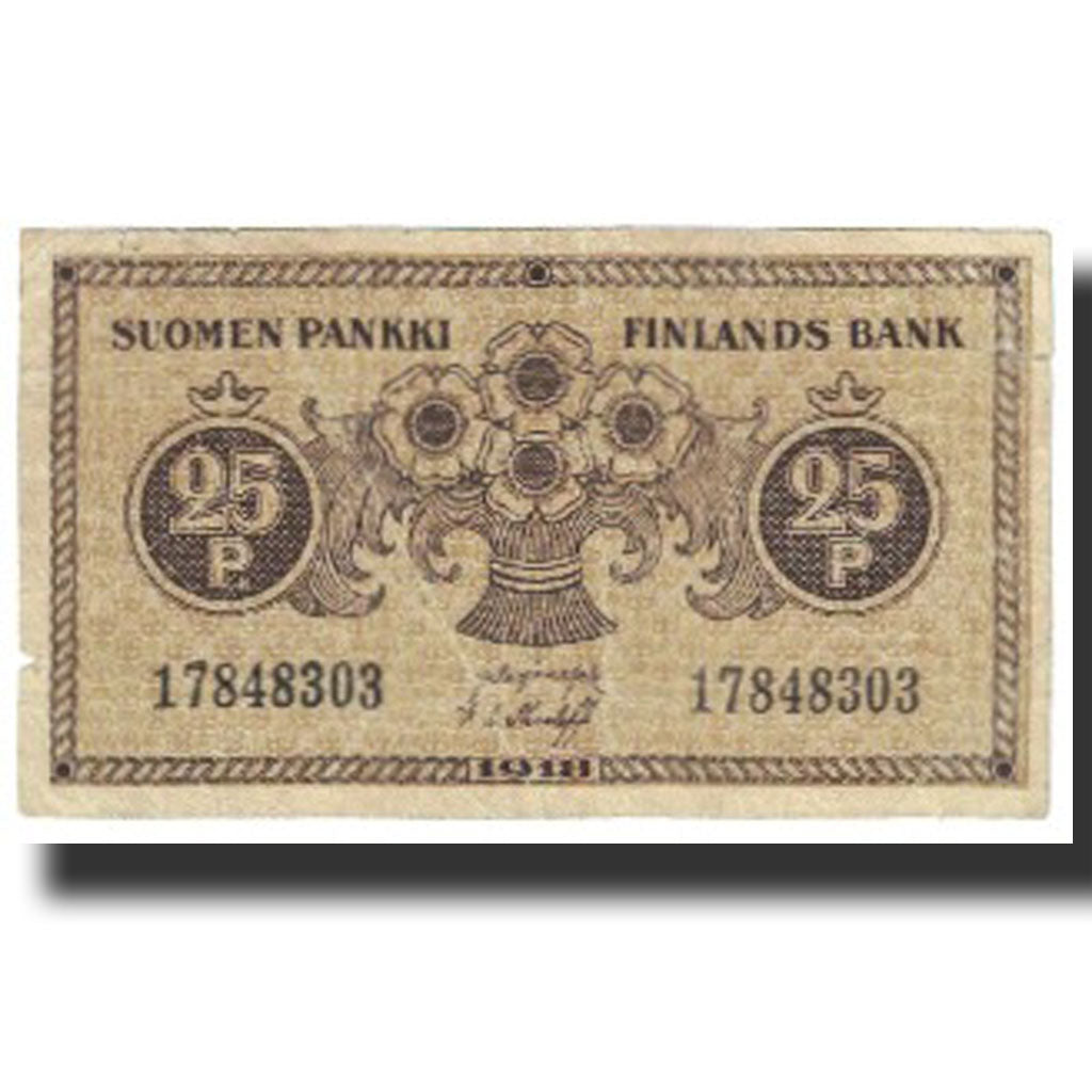 Geldschein, Finnland, 25 Penniä, 1918, KM:33, SS