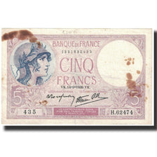 Francia, 5 Francs, Violet, 1939, 1939-09-14, MB, Fayette:04.08, KM:83