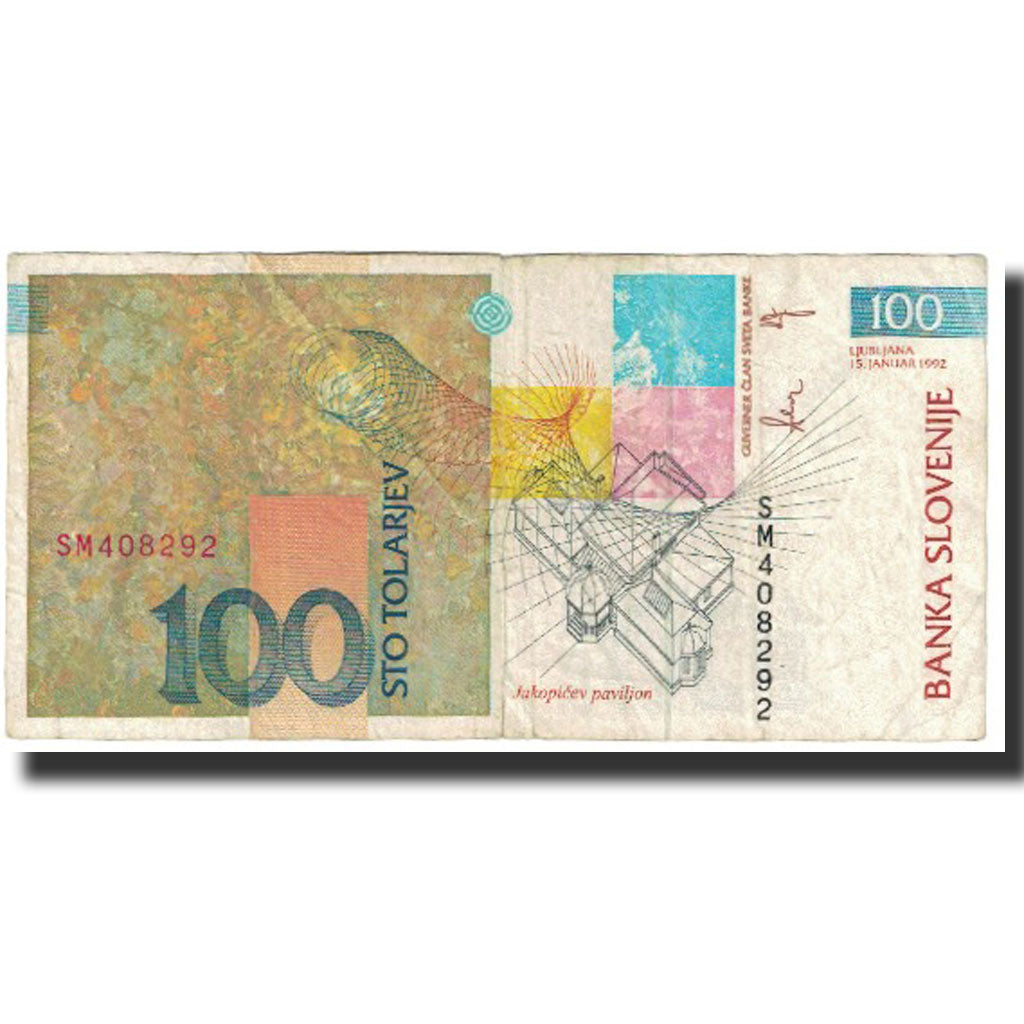 Banknote, Slovenia, 100 Tolarjev, 1992, 1992-01-15, KM:14A, AU(55-58)