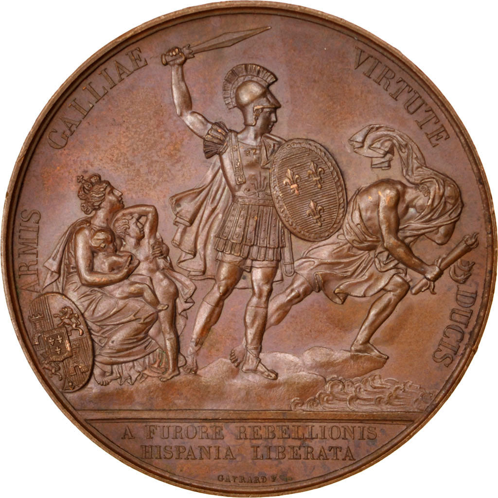FRANCE, Politics, Society, War, Louis XVIII, Medal, 1823, AU(55-58), Gayrard,...