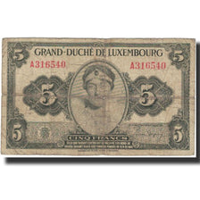 Geldschein, Luxemburg, 5 Francs, Undated (1944), KM:43b, S