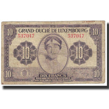 Nota, Luxemburgo, 10 Francs, Undated (1944), KM:44a, VF(20-25)
