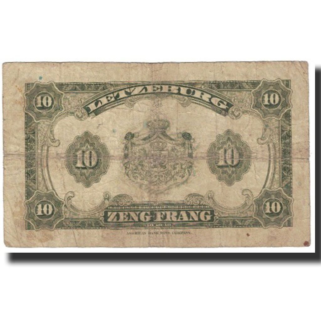 Banknote, Luxembourg, 10 Francs, Undated (1944), KM:44a, VF(20-25)