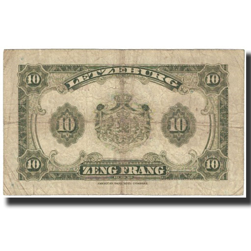 Banknote, Luxembourg, 10 Francs, Undated (1944), KM:44a, VF(20-25)