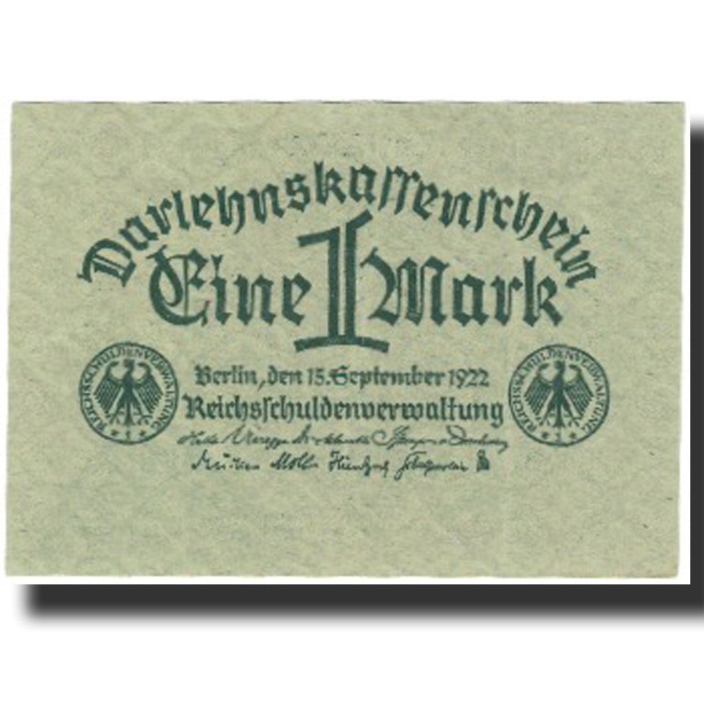 Geldschein, Deutschland, 1 Mark, 1922, 1922-09-15, KM:61a, UNZ