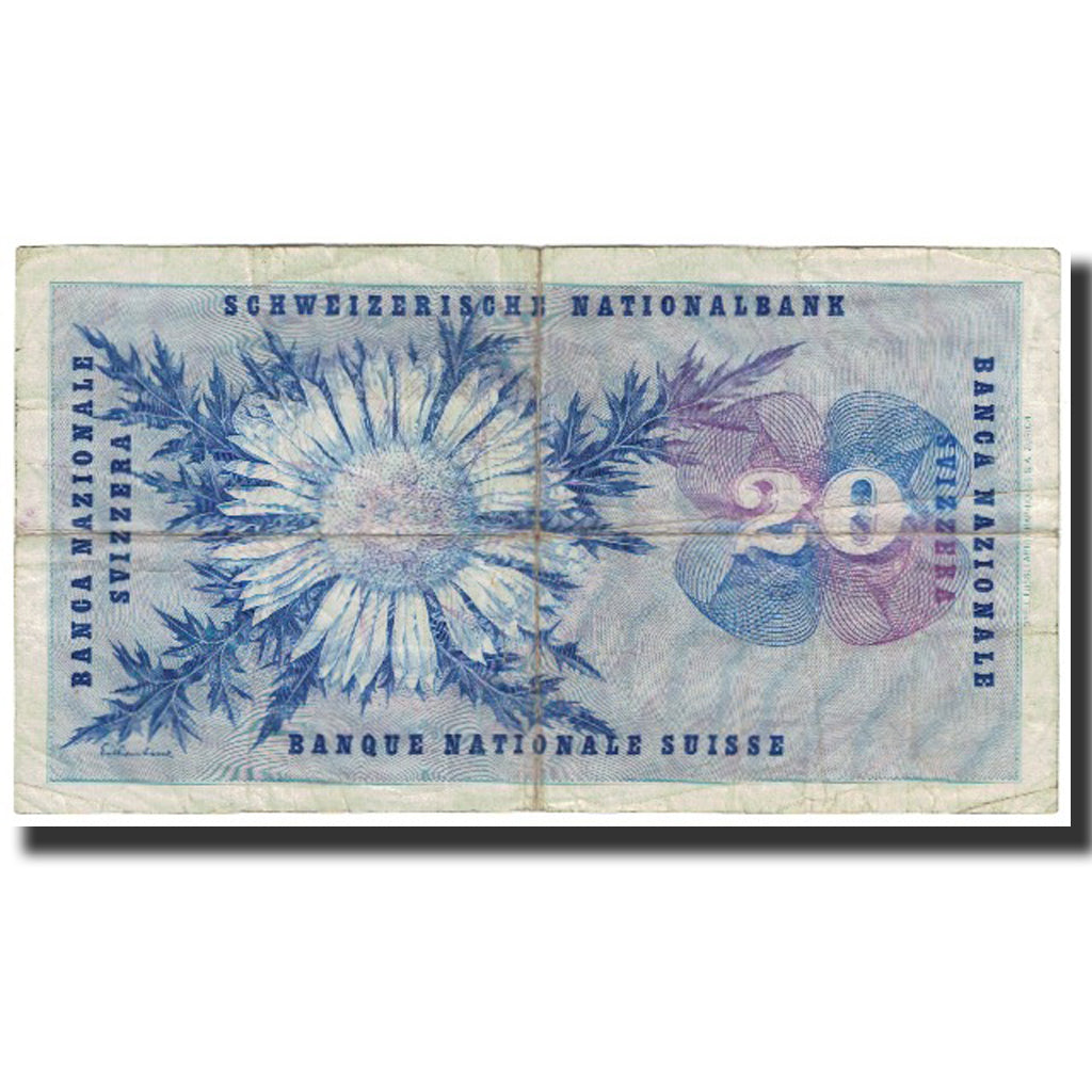 Banconote, Svizzera, 20 Franken, Undated (1967), 1967-01-01, KM:46n, MB