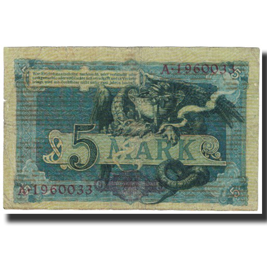 Banconote, Germania, 5 Mark, 1904, 1904-10-31, KM:8a, MB