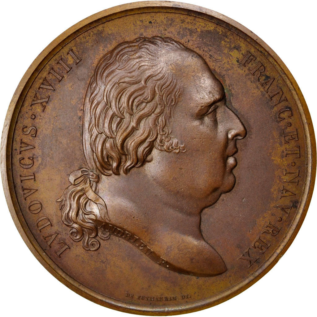 FRANCE, Politics, Society, War, Louis XVIII, Medal, 1815, AU(55-58), Andrieu,...