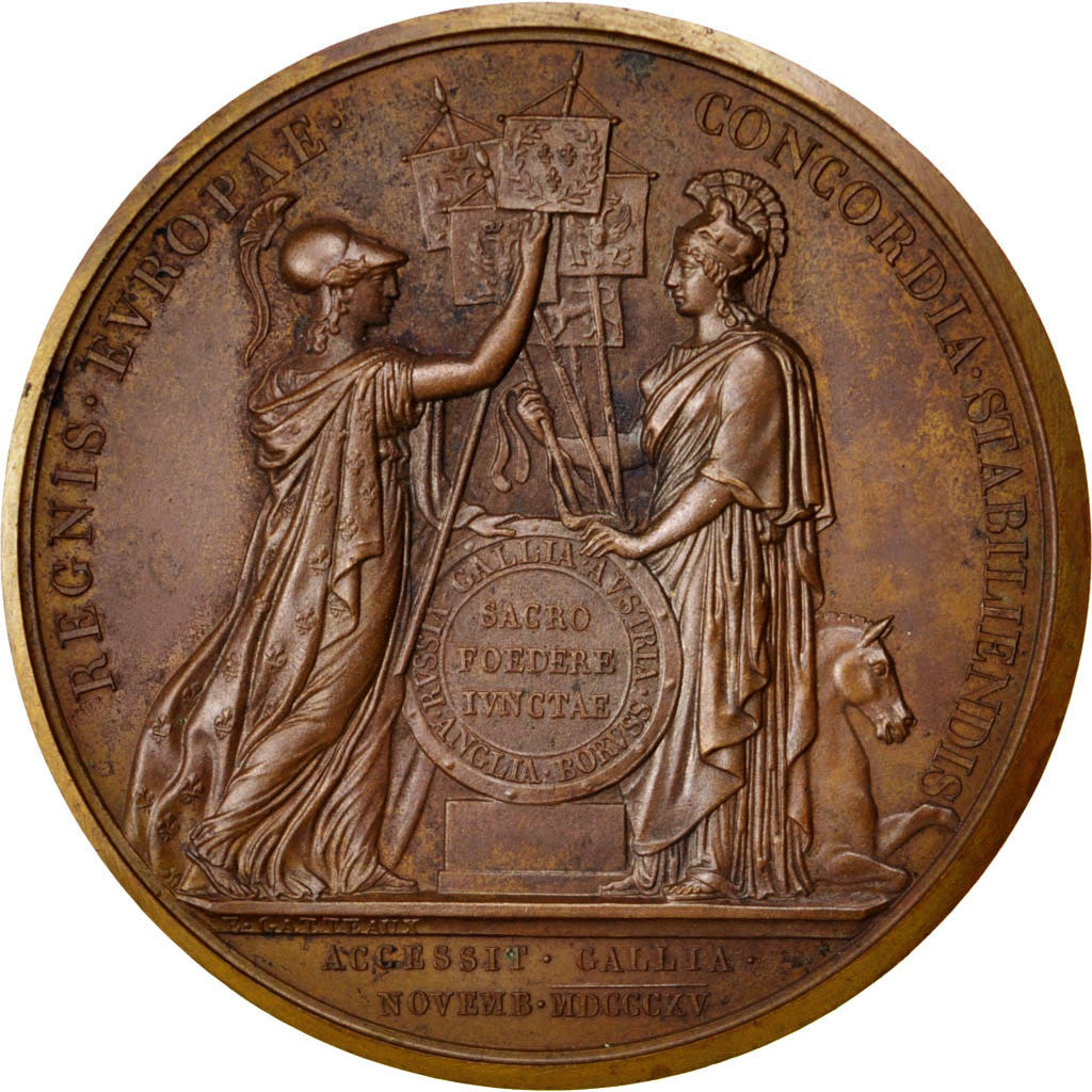 FRANCE, Politics, Society, War, Louis XVIII, Medal, 1815, AU(55-58), Andrieu,...