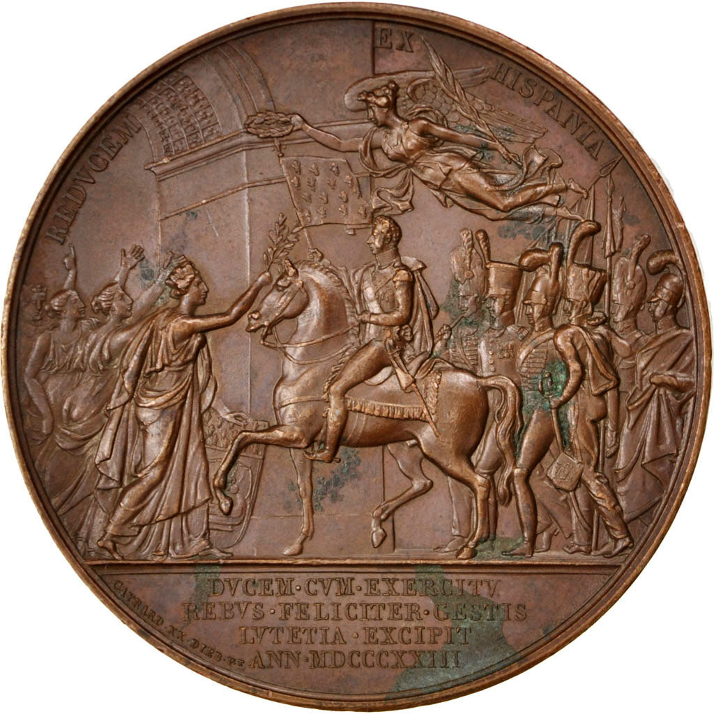FRANCE, Politics, Society, War, Louis XVIII, Medal, 1818, AU(55-58), Andrieu,...