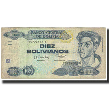 Banknot, Bolivia, 10 Bolivianos, 1986, 1986-11-28, KM:223, AU(55-58)