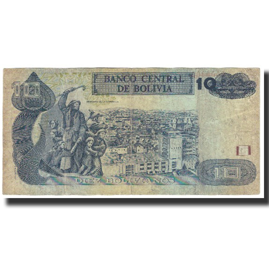 Banknot, Bolivia, 10 Bolivianos, 1986, 1986-11-28, KM:223, AU(55-58)