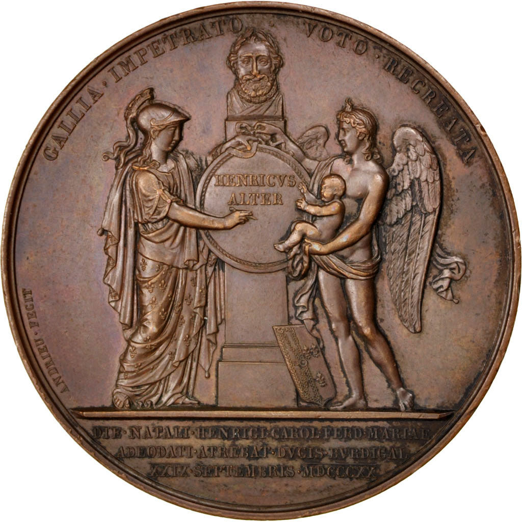 FRANCE, Politics, Society, War, Louis XVIII, Medal, 1820, AU(55-58), Andrieu,...