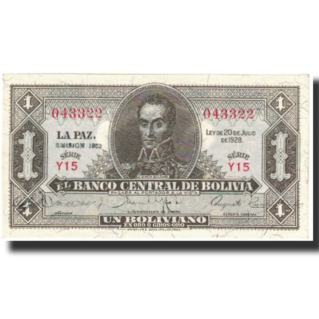 Geldschein, Bolivien, 1 Boliviano, 1952, KM:128c, UNZ