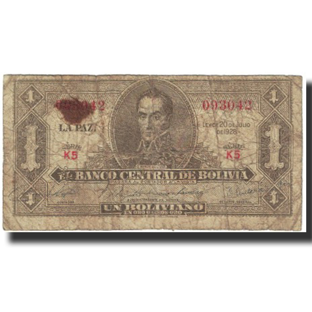 Billet, Bolivie, 1 Boliviano, Undated (1928), KM:128a, TB