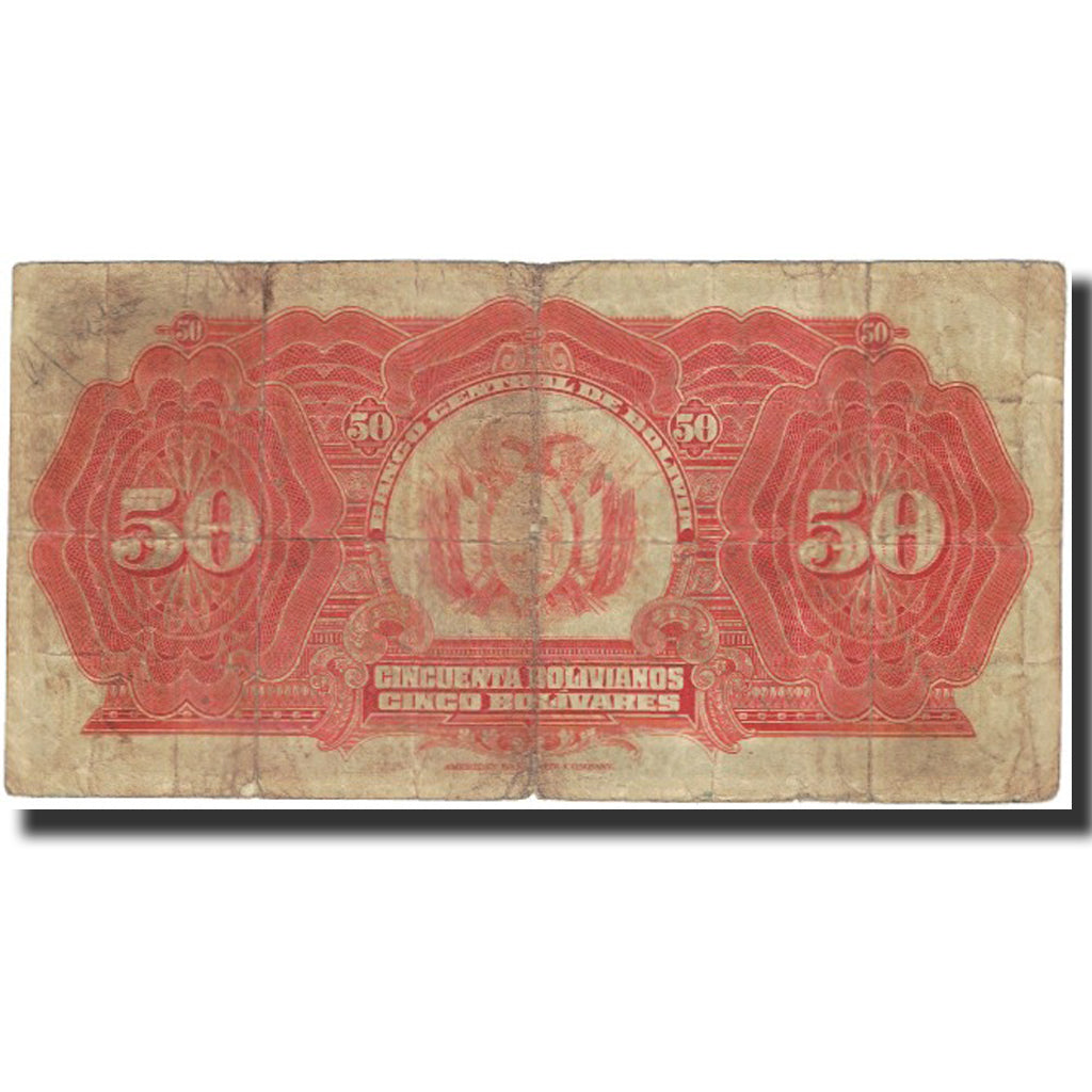 Banknote, Bolivia, 50 Bolivianos, Undated (1928), KM:124a, VF(20-25)