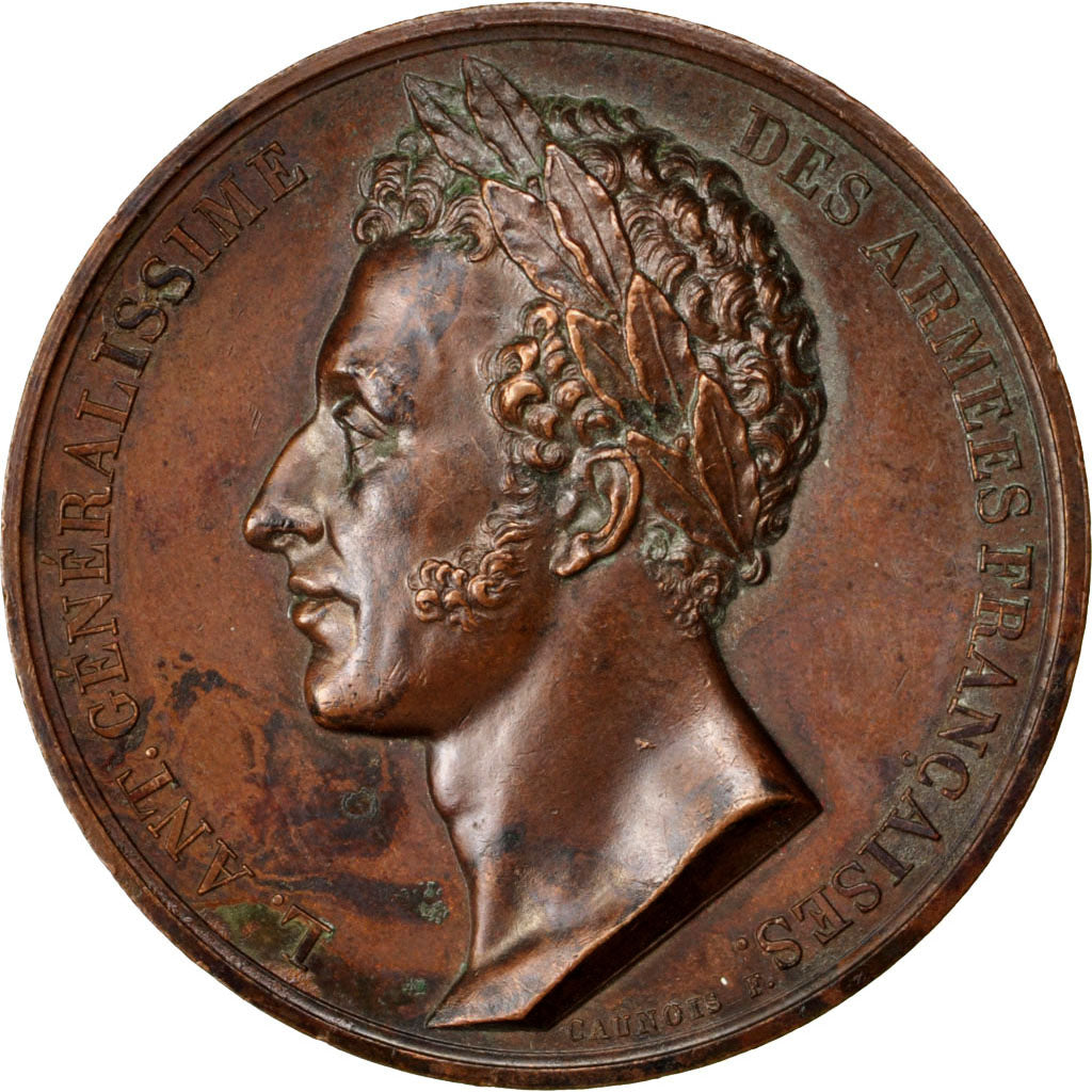 FRANCE, Politics, Society, War, Louis XVIII, Medal, 1823, AU(50-53), Bronze,...