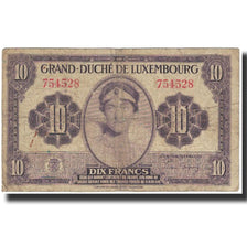Banknote, Luxembourg, 10 Francs, Undated (1944), KM:44a, VF(20-25)