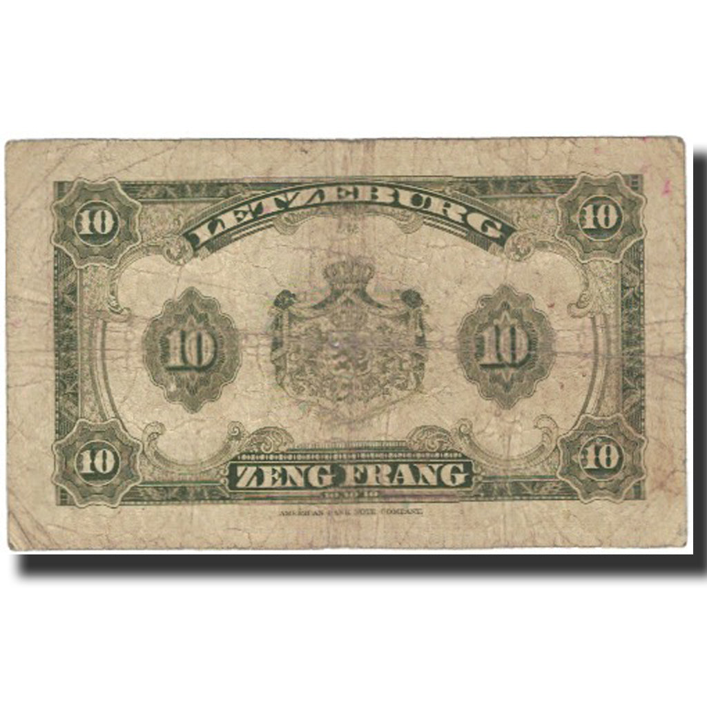 Banknote, Luxembourg, 10 Francs, Undated (1944), KM:44a, VF(20-25)