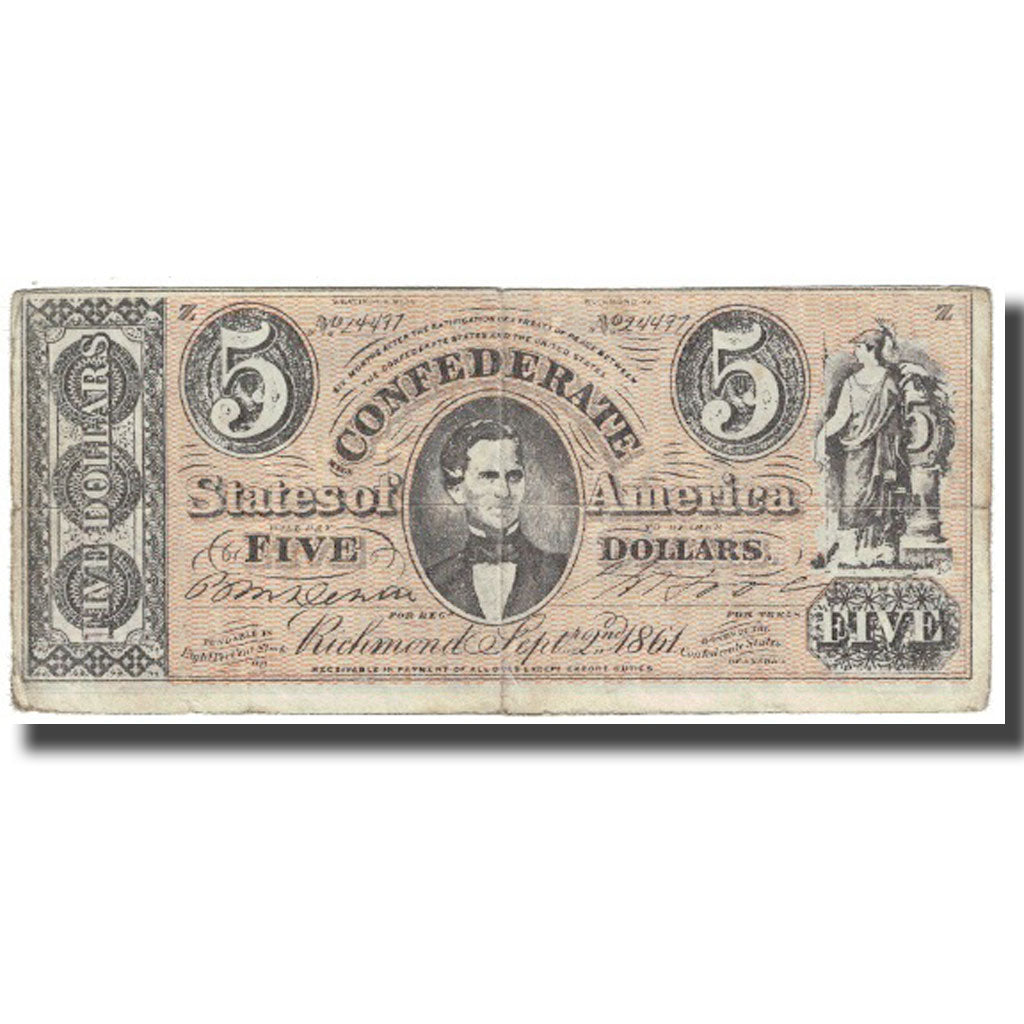 Billet, États-Unis, 5 Dollars, 1861, 1861-09-02, Faux moderne, SUP