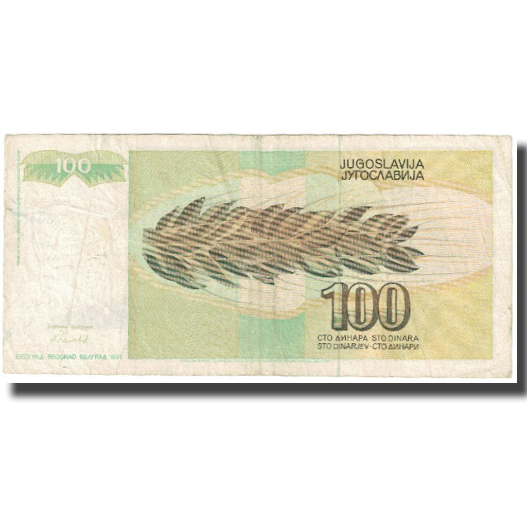 Banconote, Iugoslavia, 100 Dinara, 1991, KM:108, MB