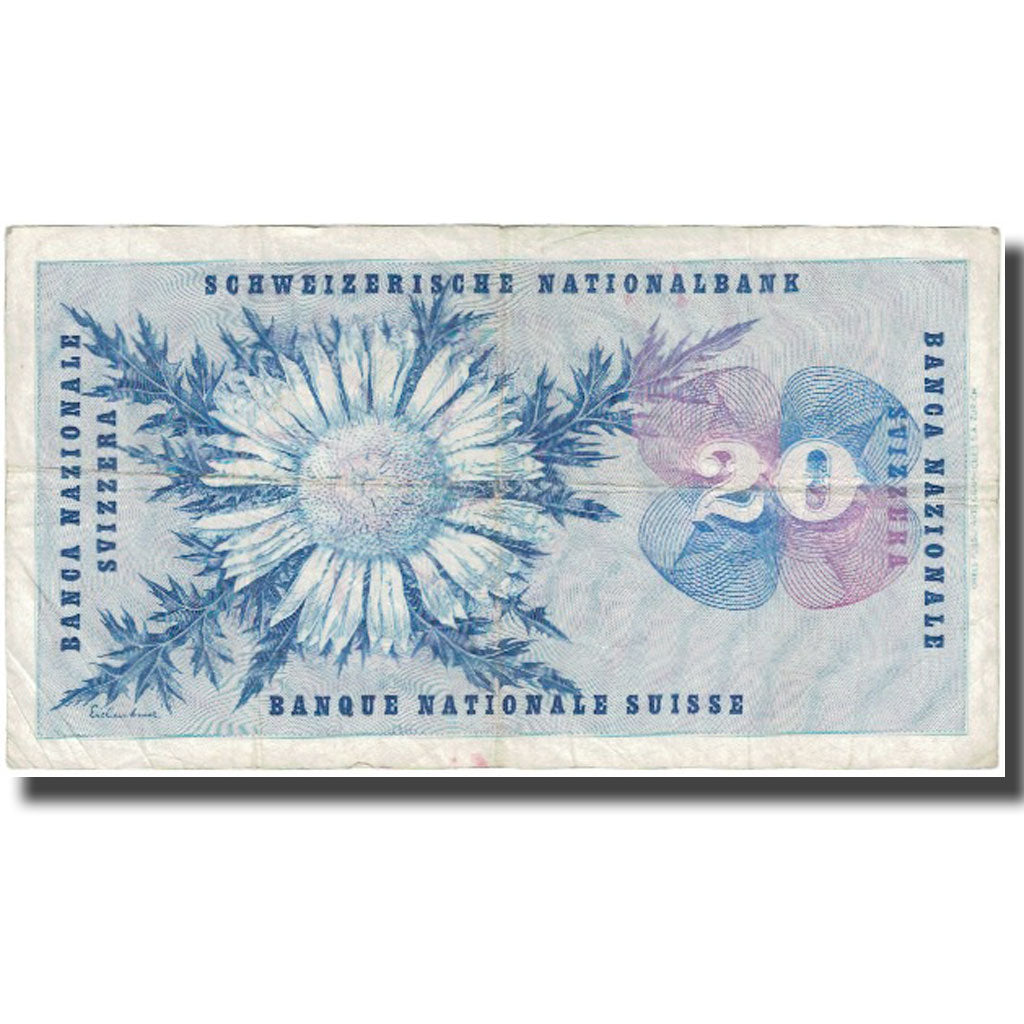 Nota, Suíça, 20 Franken, 1968, 1963-03-28, KM:46j, EF(40-45)