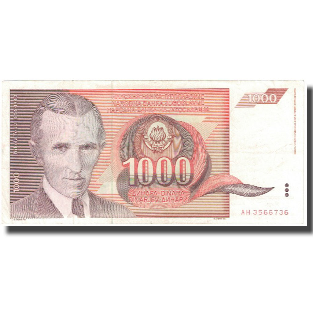 Banknote, Yugoslavia, 1000 Dinara, 1990, 1990-11-26, KM:107, AU(55-58)